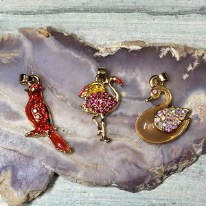 Elegant Gold Swan Flamingo Bird Pendants